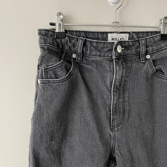 Rolla's High Rise Denim Distressed Charcoal Wash Straight Leg Jeans Black 28 - Picture 4 of 11